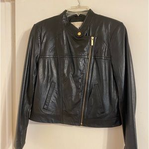 Michael Kors genuine leather jacket size Large-excellent condition!